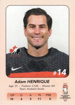 2021 IIHF World Hockey Championship Team Canada #8 Adam Henrique Back