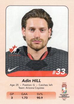 2021 IIHF World Hockey Championship Team Canada #13 Adin Hill Back