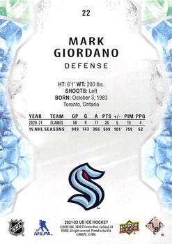 2021-22 Upper Deck Ice #22 Mark Giordano Back