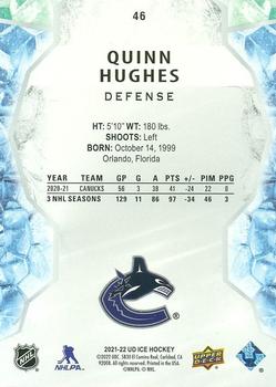 2021-22 Upper Deck Ice #46 Quinn Hughes Back