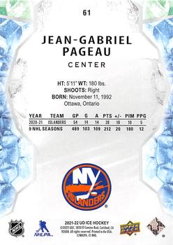 2021-22 Upper Deck Ice #61 Jean-Gabriel Pageau Back