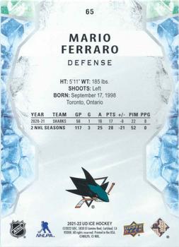 2021-22 Upper Deck Ice #65 Mario Ferraro Back