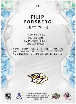 2021-22 Upper Deck Ice #84 Filip Forsberg Back