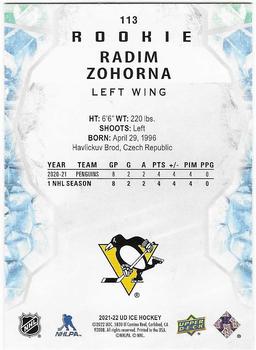 2021-22 Upper Deck Ice #113 Radim Zohorna Back