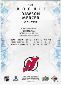 2021-22 Upper Deck Ice #130 Dawson Mercer Back