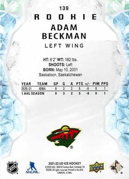 2021-22 Upper Deck Ice #139 Adam Beckman Back