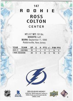 2021-22 Upper Deck Ice #147 Ross Colton Back