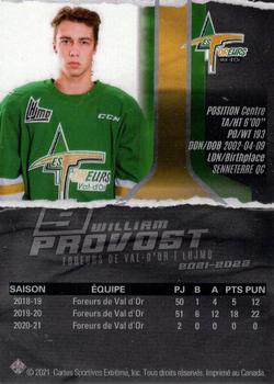2021-22 Extreme Val-d'Or Foreurs (QMJHL) #1 William Provost Back