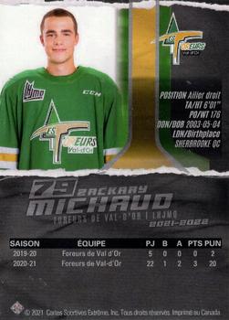 2021-22 Extreme Val-d'Or Foreurs (QMJHL) #13 Zackary Michaud Back