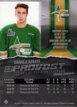 2021-22 Extreme Val-d'Or Foreurs (QMJHL) - Autographs #1 William Provost Back