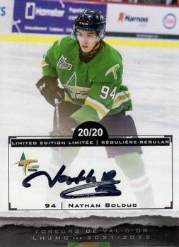 2021-22 Extreme Val-d'Or Foreurs (QMJHL) - Autographs #21 Nathan Bolduc Front