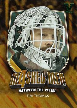 2015-16 In The Game Final Vault - 2011-12 In The Game Between The Pipes - Masked Men IV Gold (Green Vault Stamp) #MM-44 Tim Thomas Front
