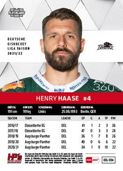 2021-22 Playercards (DEL) #DEL-004 Henry Haase Back