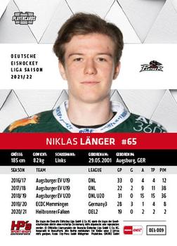2021-22 Playercards (DEL) #DEL-009 Niklas Länger Back