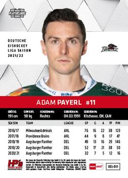 2021-22 Playercards (DEL) #DEL-011 Adam Payerl Back