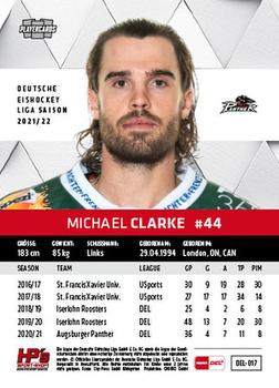 2021-22 Playercards (DEL) #DEL-017 Michael Clarke Back