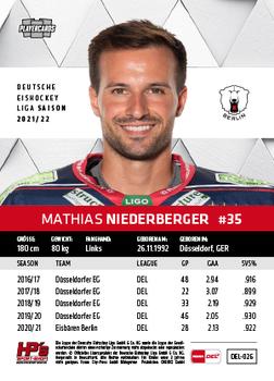 2021-22 Playercards (DEL) #DEL-026 Mathias Niederberger Back