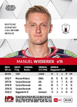2021-22 Playercards (DEL) #DEL-038 Manuel Wiederer Back
