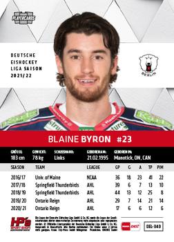 2021-22 Playercards (DEL) #DEL-040 Blaine Byron Back