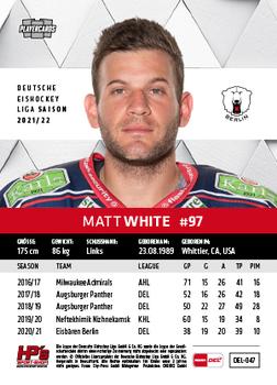2021-22 Playercards (DEL) #DEL-047 Matt White Back