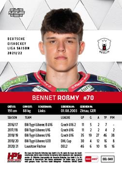 2021-22 Playercards (DEL) #DEL-048 Bennet Roßmy Back