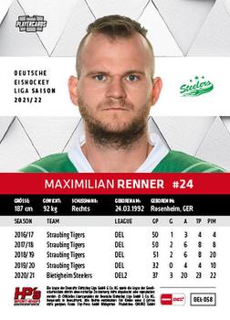 2021-22 Playercards (DEL) #DEL-058 Max Renner Back