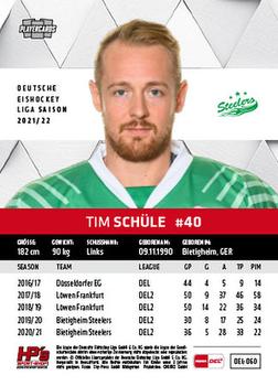 2021-22 Playercards (DEL) #DEL-060 Tim Schüle Back
