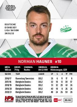 2021-22 Playercards (DEL) #DEL-062 Norman Hauner Back