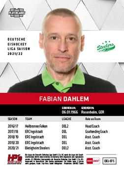 2021-22 Playercards (DEL) #DEL-075 Fabian Dahlem Back