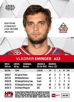 2021-22 Playercards (DEL) #DEL-081 Vladimir Eminger Back