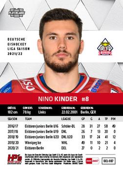 2021-22 Playercards (DEL) #DEL-087 Nino Kinder Back