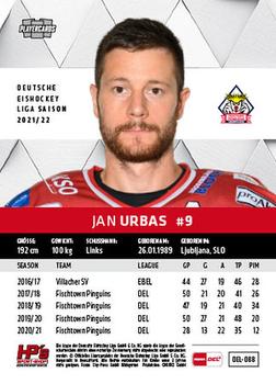 2021-22 Playercards (DEL) #DEL-088 Jan Urbas Back