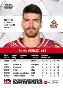 2021-22 Playercards (DEL) #DEL-098 Miha Verlic Back
