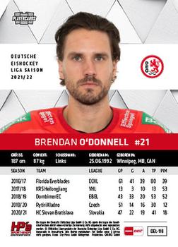 2021-22 Playercards (DEL) #DEL-118 Brendan O'Donnell Back
