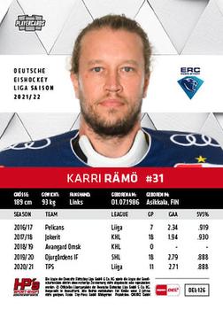 2021-22 Playercards (DEL) #DEL-126 Karri Rämö Back