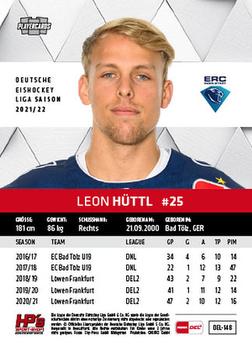 2021-22 Playercards (DEL) #DEL-148 Leon Hüttl Back