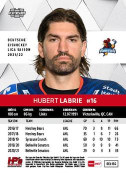 2021-22 Playercards (DEL) #DEL-156 Hubert Labrie Back