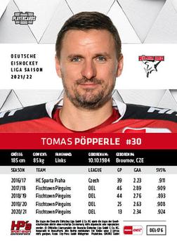 2021-22 Playercards (DEL) #DEL-176 Tomas Pöpperle Back