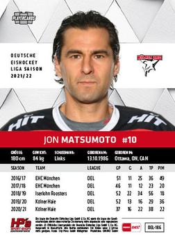 2021-22 Playercards (DEL) #DEL-186 Jon Matsumoto Back
