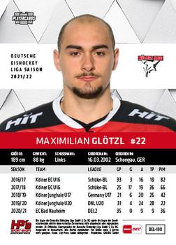 2021-22 Playercards (DEL) #DEL-198 Maximillian Glötzl Back