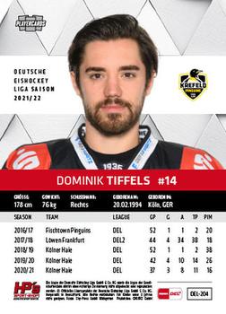 2021-22 Playercards (DEL) #DEL-204 Dominik Tiffels Back