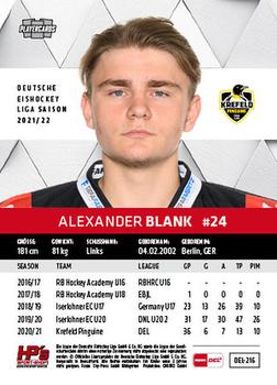 2021-22 Playercards (DEL) #DEL-216 Alexander Blank Back