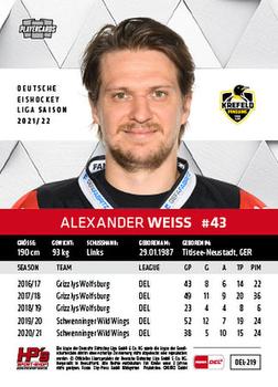 2021-22 Playercards (DEL) #DEL-219 Alexander Weiss Back