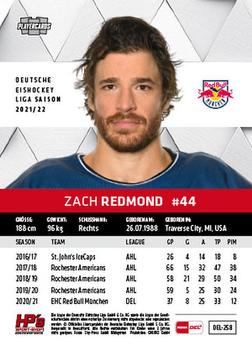 2021-22 Playercards (DEL) #DEL-258 Zach Redmond Back