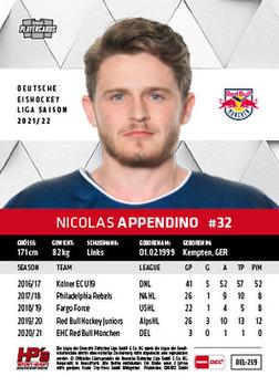 2021-22 Playercards (DEL) #DEL-259 Nicolas Appendino Back