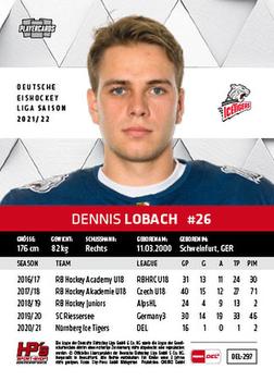 2021-22 Playercards (DEL) #DEL-297 Dennis Lobach Back
