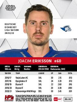 2021-22 Playercards (DEL) #DEL-302 Joacim Eriksson Back