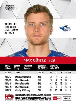 2021-22 Playercards (DEL) #DEL-311 Max Gortz Back