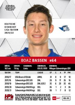 2021-22 Playercards (DEL) #DEL-315 Boaz Bassen Back