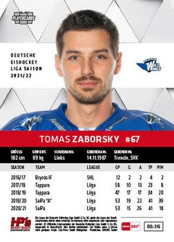 2021-22 Playercards (DEL) #DEL-316 Tomas Zaborsky Back